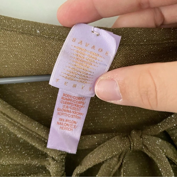 Savage X Fenty Sleep And Shine Long Sleeve Crop Tee In Green Size Large - Picture 5 of 7